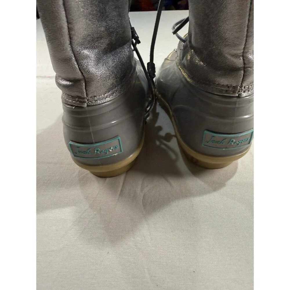 Jack Rogers Women’s Size 8 Gray Silver Waterproof Ankle Duck Boots – Rain Shoes